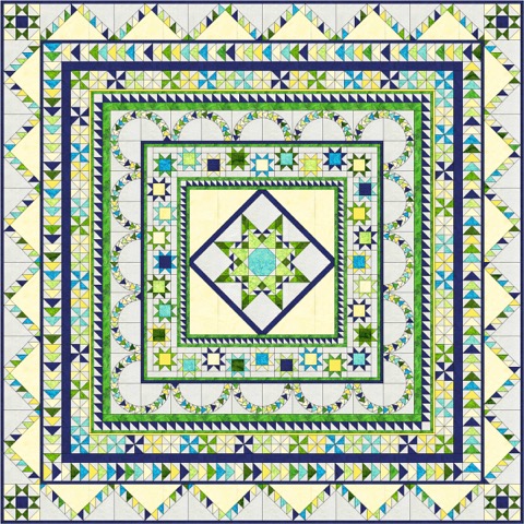 "The Halo Medallion" by Sue Garman in Island Batiks