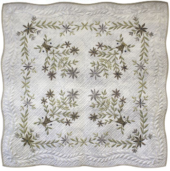 Quilt Tapestry with Flowers and Leaves by Yoko Saito