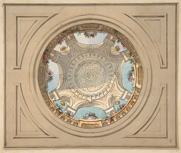 Jules-Edmond-Charles Lachaise and Eugnene-Pierre Gourdet, Design for a ceiling with trompe l’oeil balustrade, second half 19th century. Collection of the Metropolitan Museum of Art, Accession Number 67.827.499 Jules-Edmond-Charles Lachaise and Eugnene-Pierre Gourdet, Design for a ceiling with trompe l’oeil balustrade, second half 19th century. Collection of the Metropolitan Museum of Art, Accession Number 67.827.499