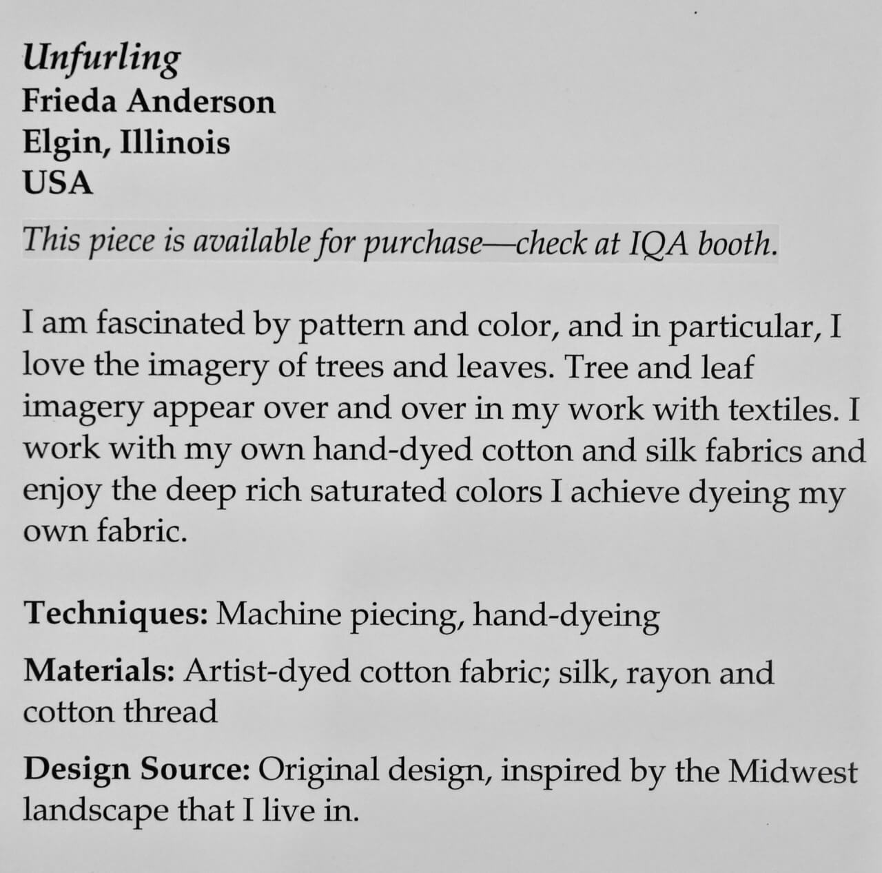 "Unfurling" by Frieda Anderson - Sign