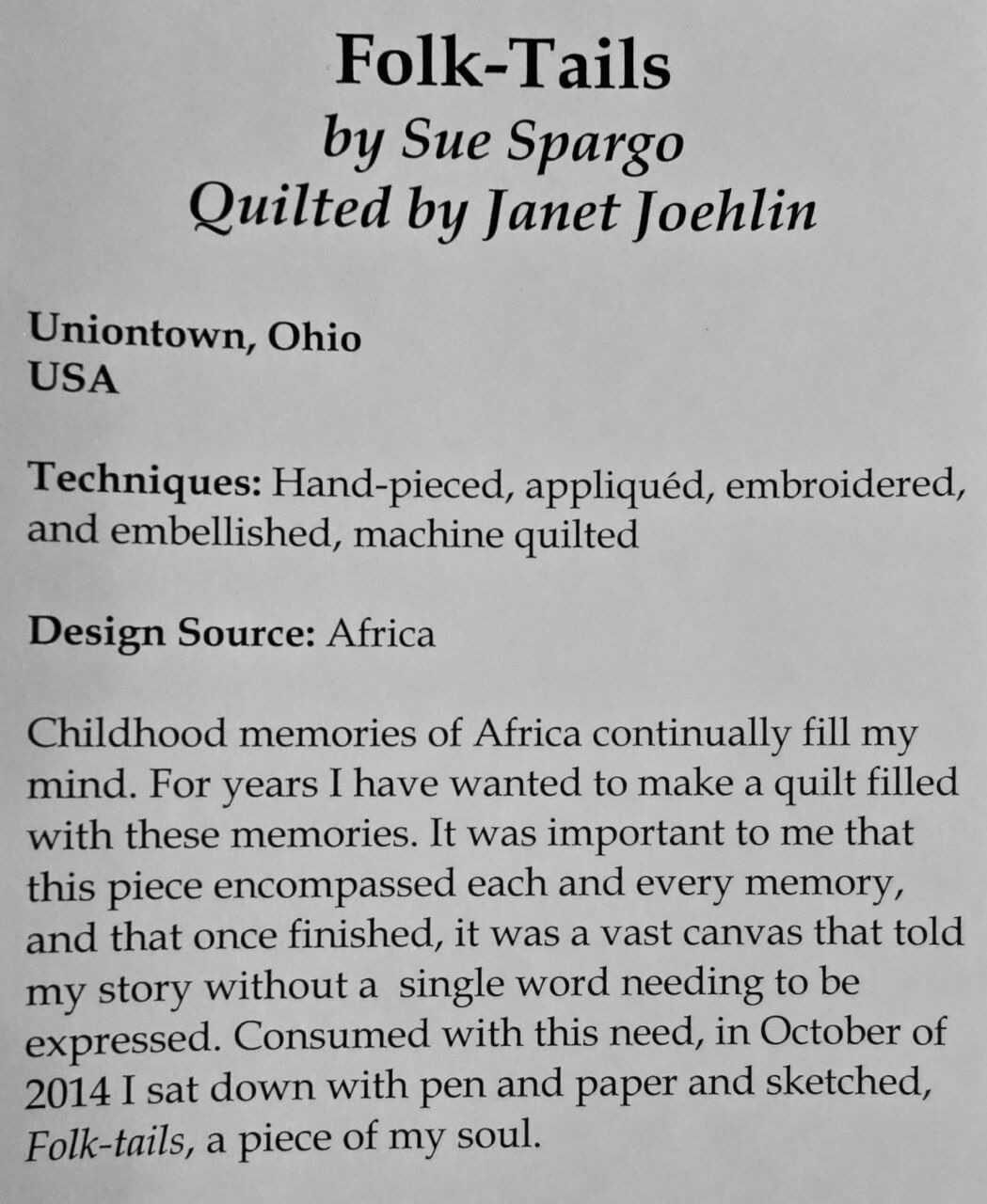 "Folk-Tails" by Sue Spargo - Sign