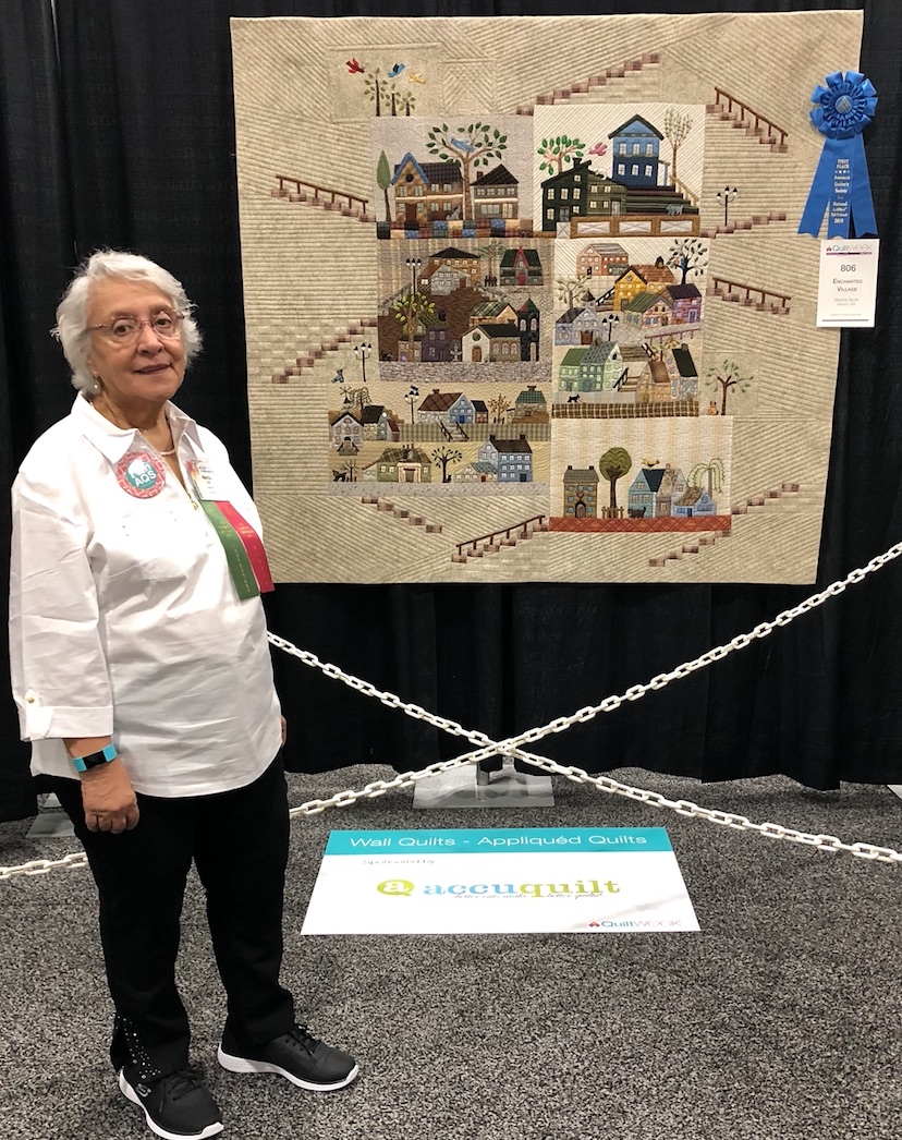 Martha Scott and her quilt