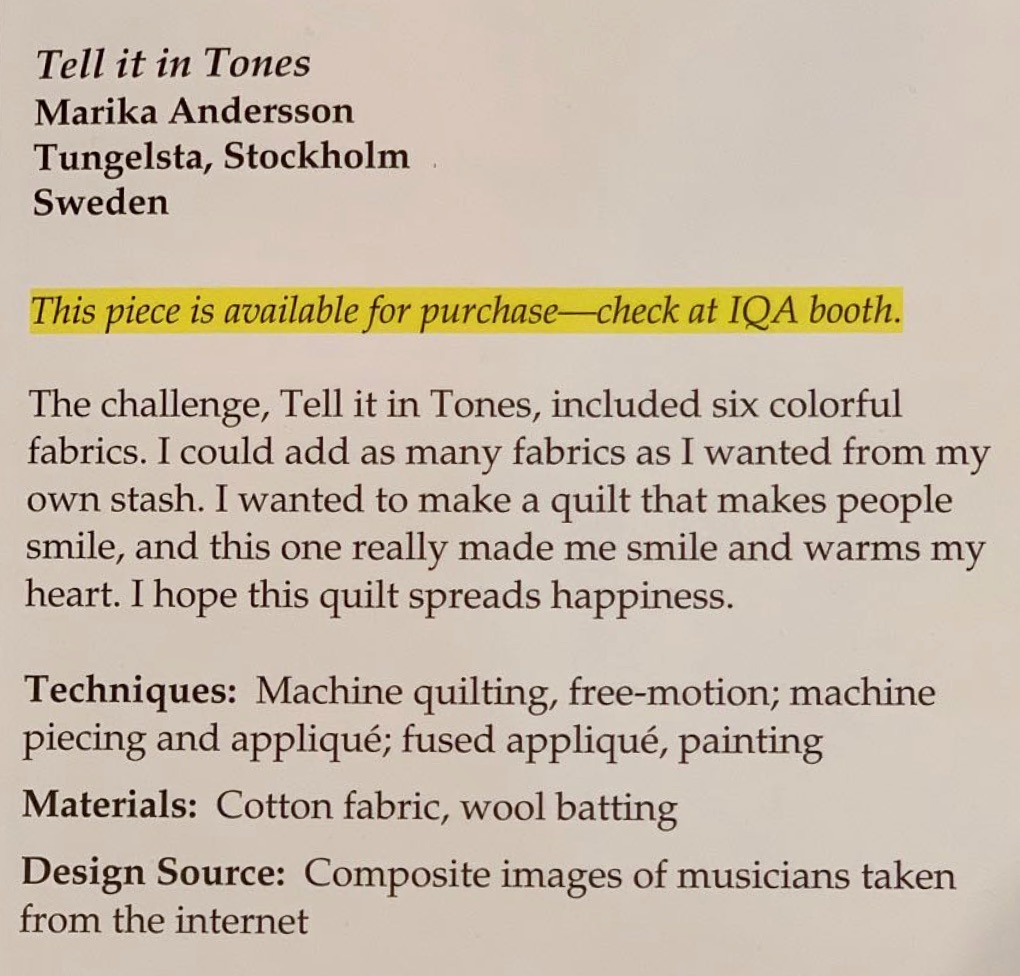 "Tell it in Tones" by Marika Andersson - Sign