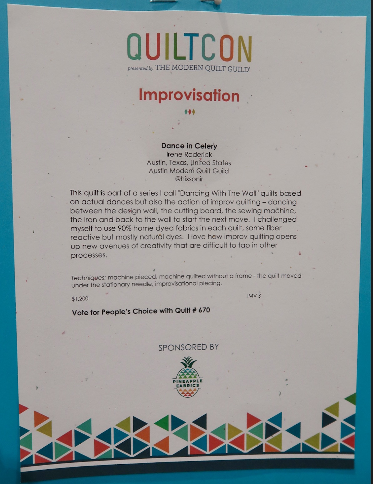 "Dance in Celery" by Irene Roderick - Sign