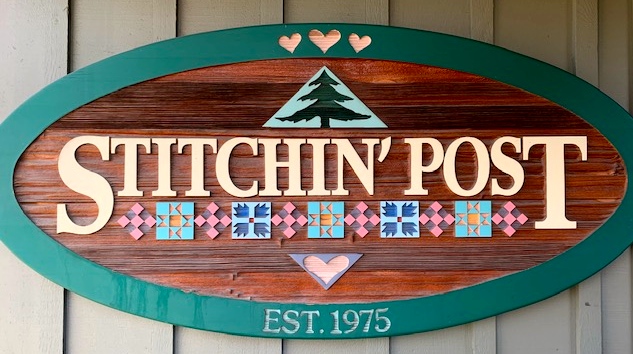 Stitchin' Post Sign in Sisters, Oregon