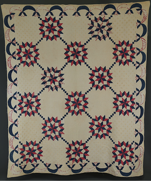 Star of the East Quilt, 1860-1890. Created for Reverend Marshall's family who iived in Colorado. Gift of Mr and Mrs. Yancey Price. TTU-H1976-133-002. Photo courtesy of Museum of Texas Tech University.