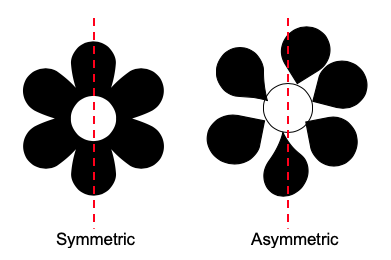 Symmetrical Flower versus Asymmetrical Flower Example (Images by TheQuiltShow.com)