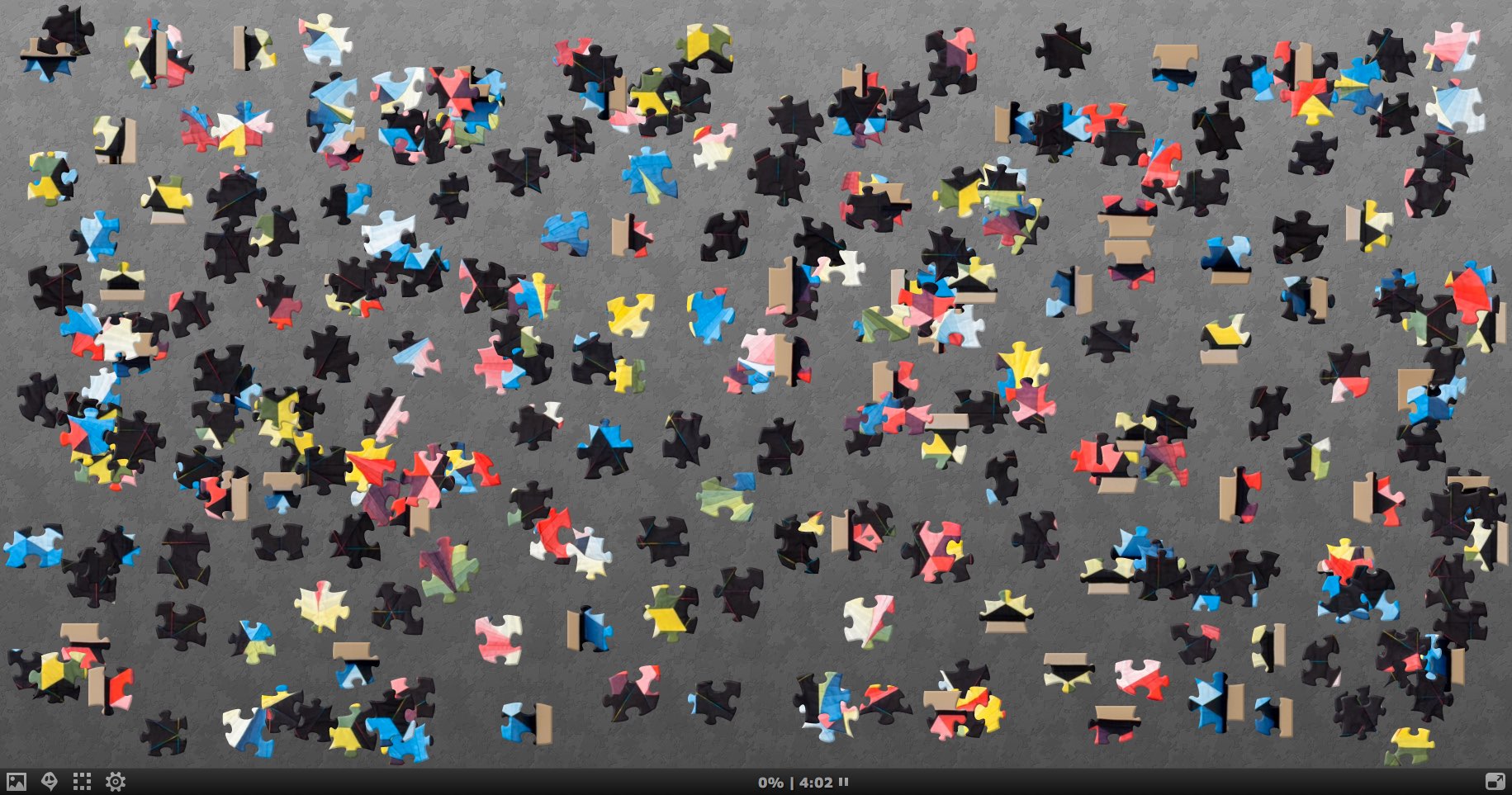 A puzzle of the quilt "Twisted Log Cabin" by Lessa Siegele